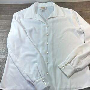 Talbots White Button-Up Blouse
